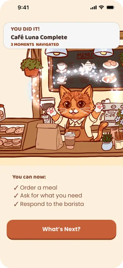 ARC capability reveal: Café Luna complete, a list of what you can now do in Spanish, and the next real-world challenge, ordering food